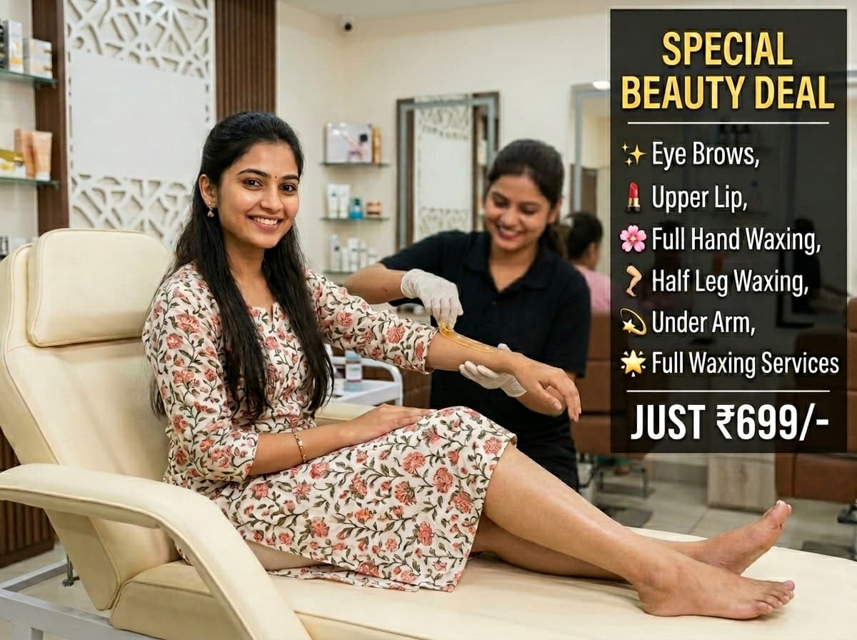 Eye Brows + Upper Lip + Full Hand Waxing + Half Leg Waxing + Under Arm + Waxing